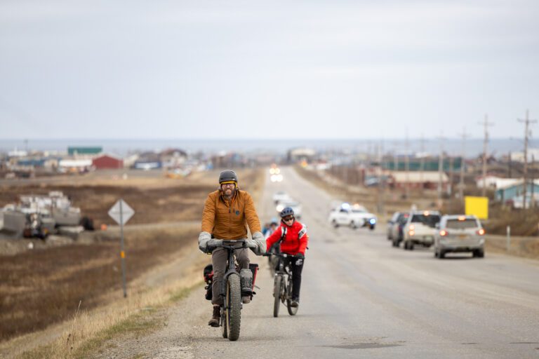 Kids biking in Nome.
